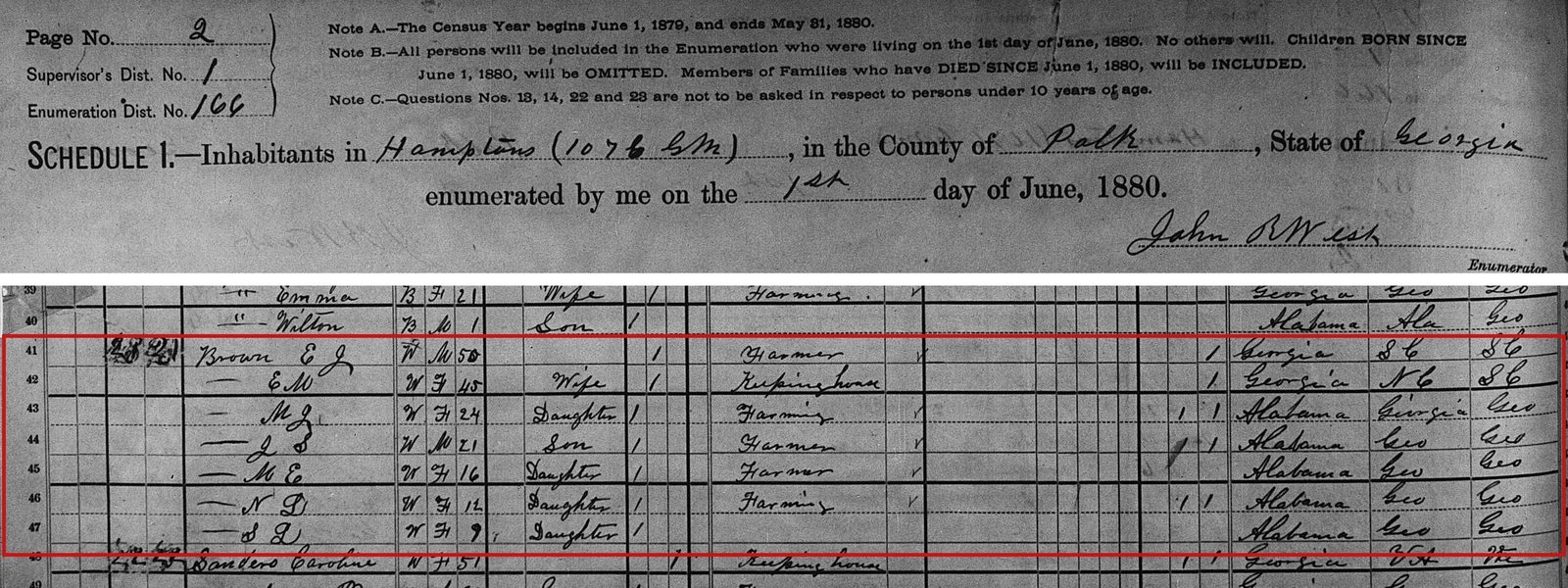 1880 census, same district and week: E