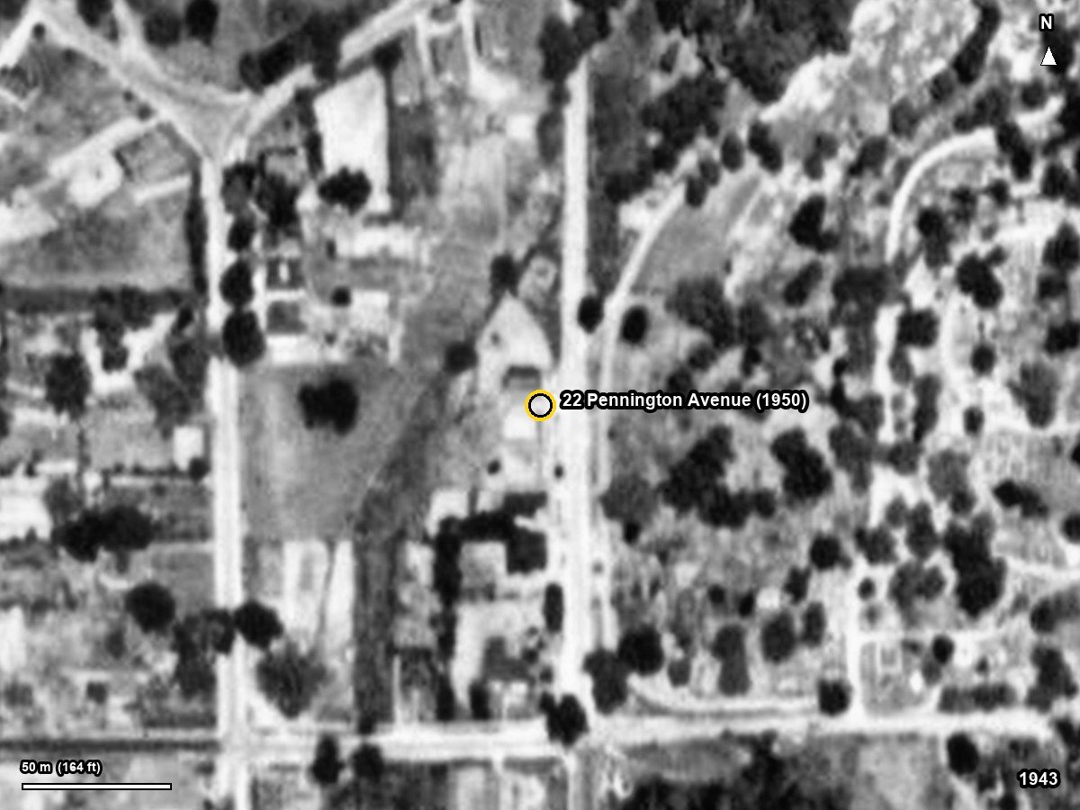 The north end of Pennington Avenue in 1942-43, just below Myrtle Hill Cemetery