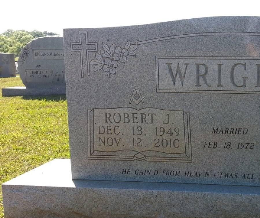 Bob's side of his stone at East View: "Robert J
